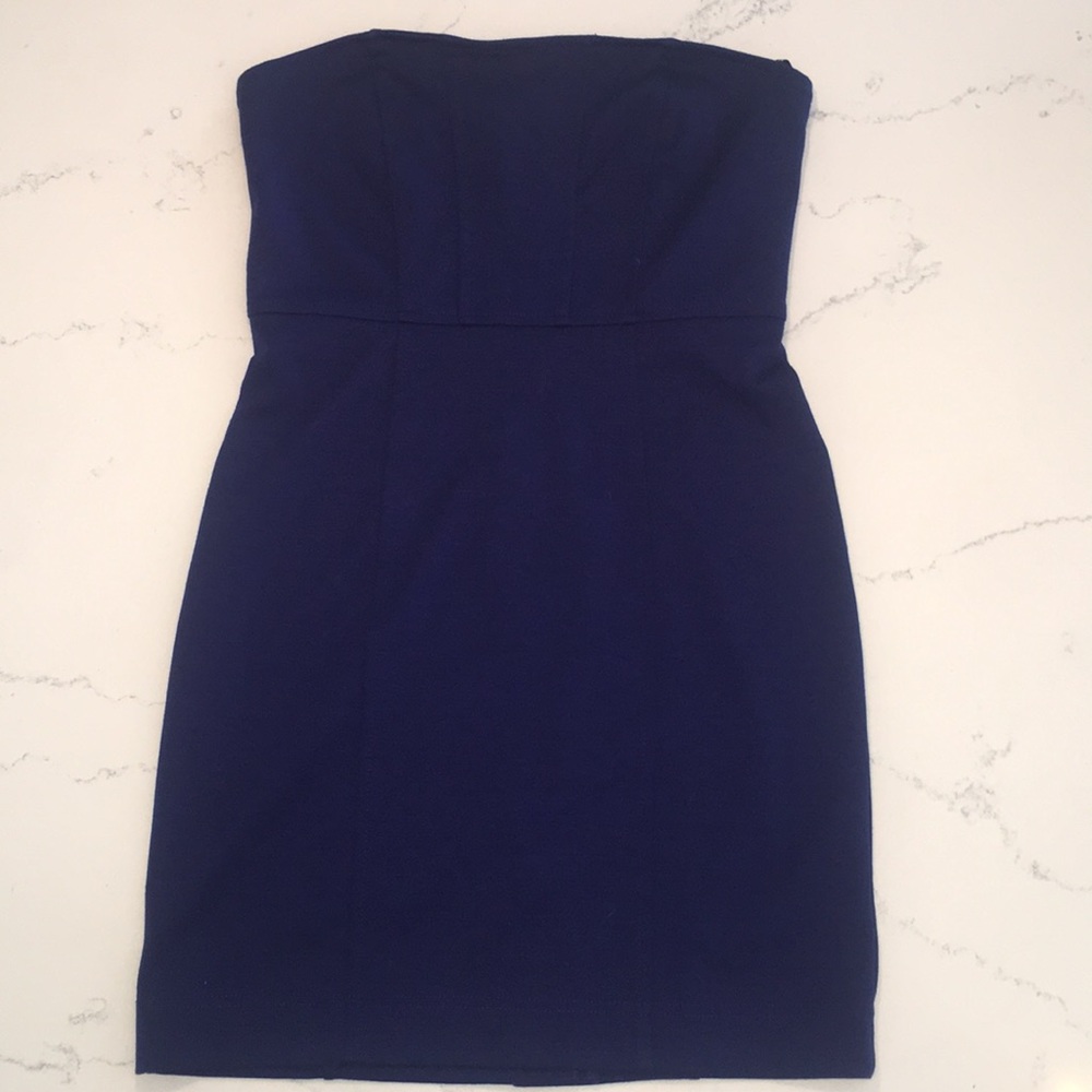 Navy Blue Strapless Mini Dress